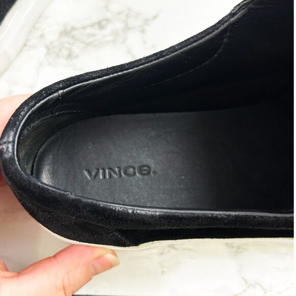 Vince. Cage Suede Leather Platform Sneakers (7.5) in Black Velcro Slip-On Loafer - Picture 9 of 14